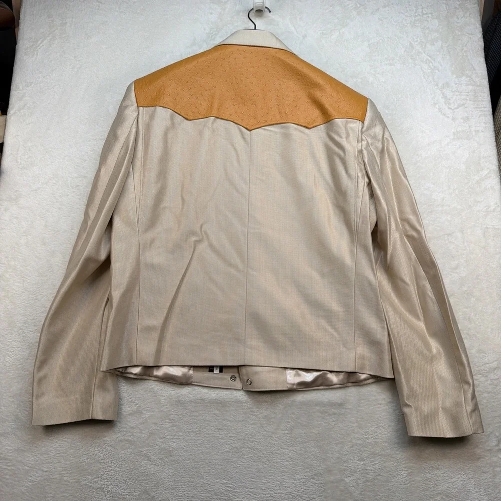 Vintage Western Cowboy Suit Pearl Snap Rodeo Rockabilly Stage Tan 46x38
